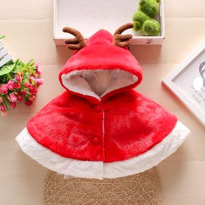 New Year Winter Cute Newborn Baby Boy Baby Girl Unisex Clothes Cotton Hooded Cartoon Deer Cloak Red Cloak  Kids Snowsuit Outwear